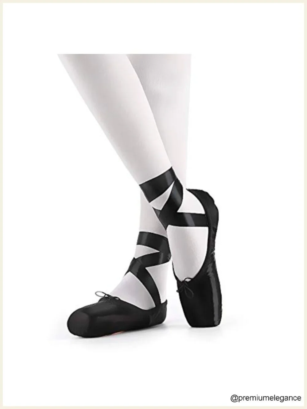 Professional Ballet Pointe Shoes Satin Leather Sole with Toe Pad & Ribbon